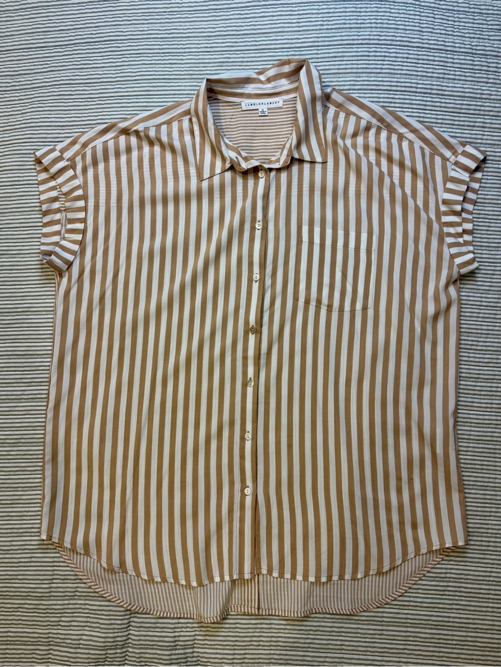 Womens’ Striped Short Sleeve Button-Down Shirt